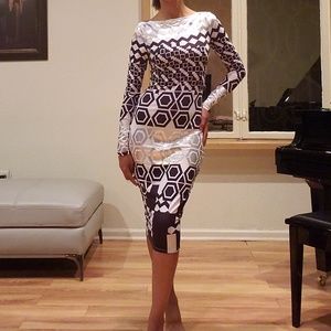 ASOS Geo Print Fitted Midi Dress size 2